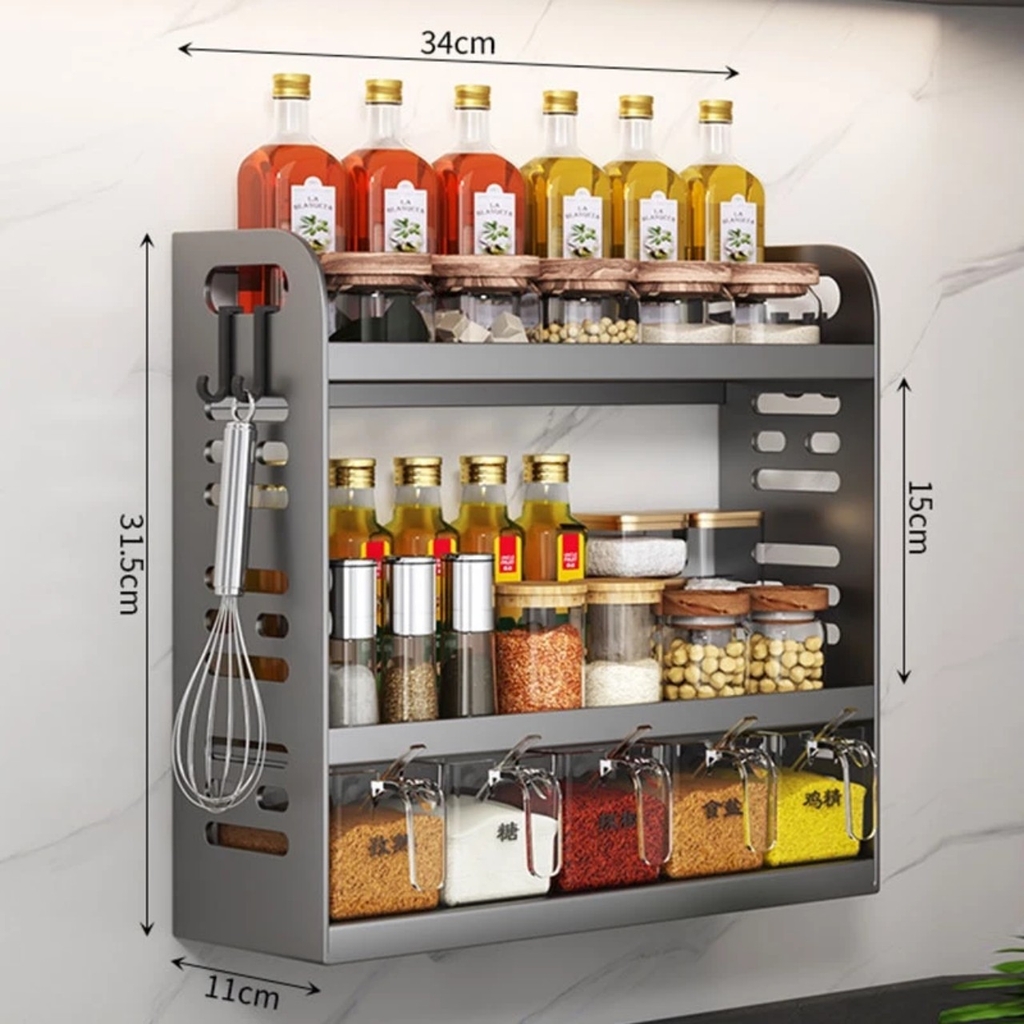 Kệ 3 tầng dán tường để đồ dùng nhà bếp
