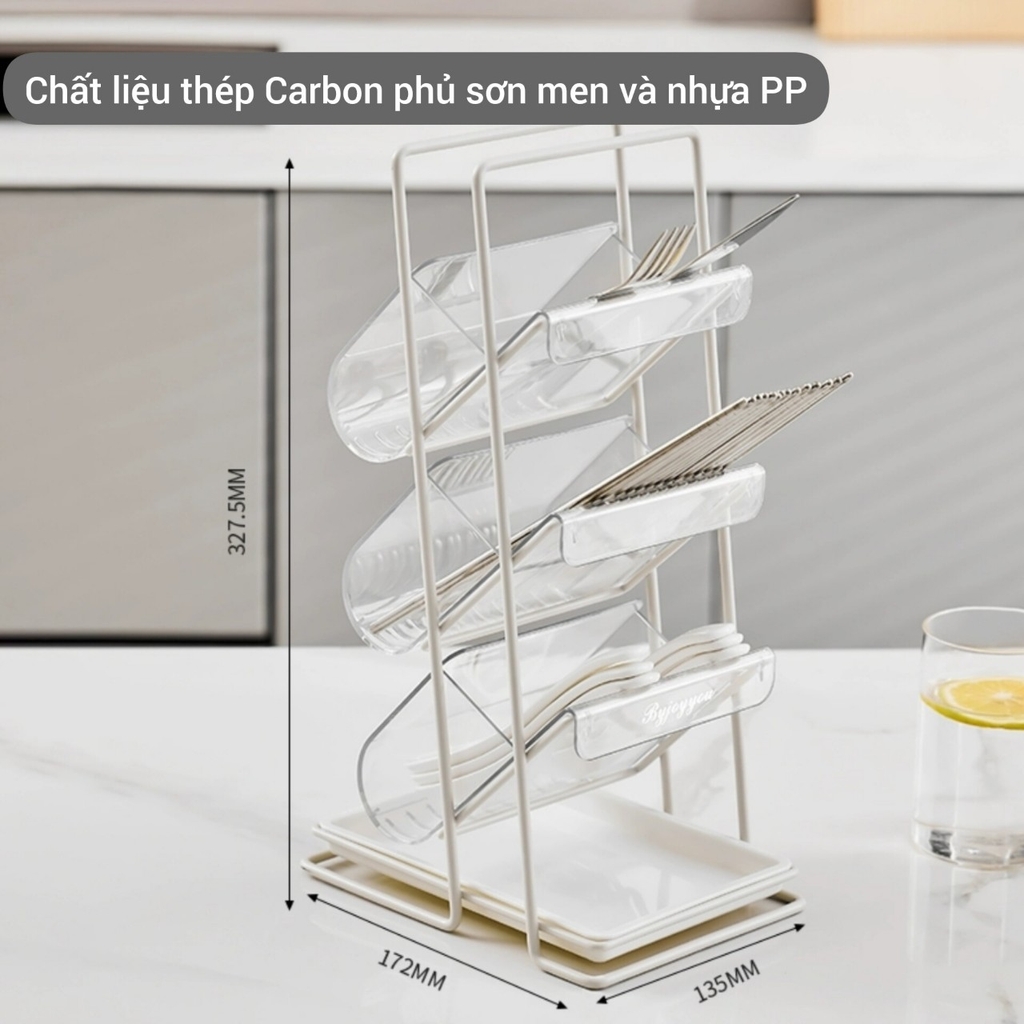Kệ 3 tầng để dao muỗng đũa