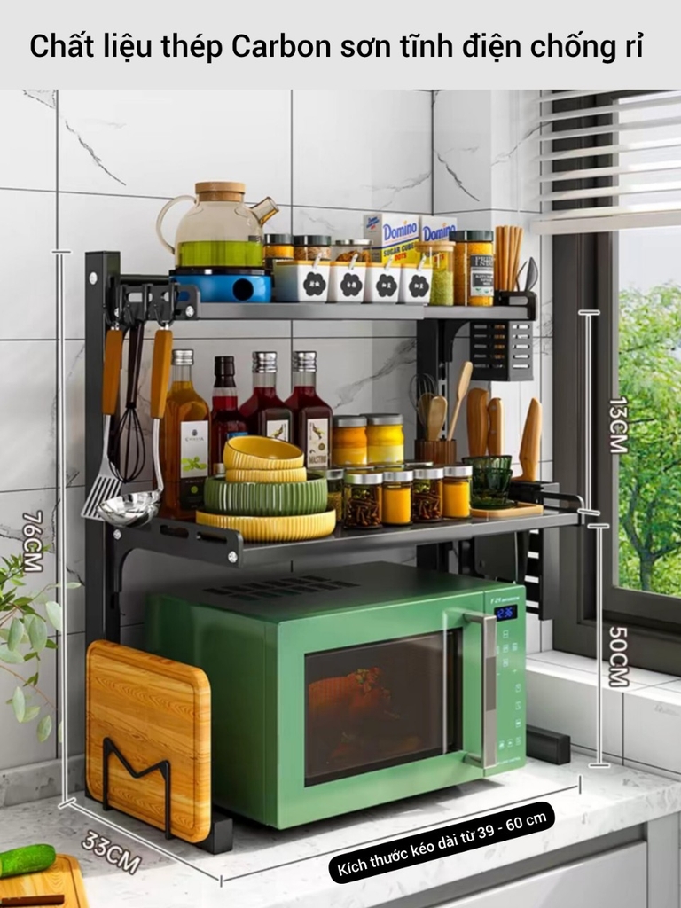 Kệ 3 tầng để lò vi sóng và đồ gia vị
