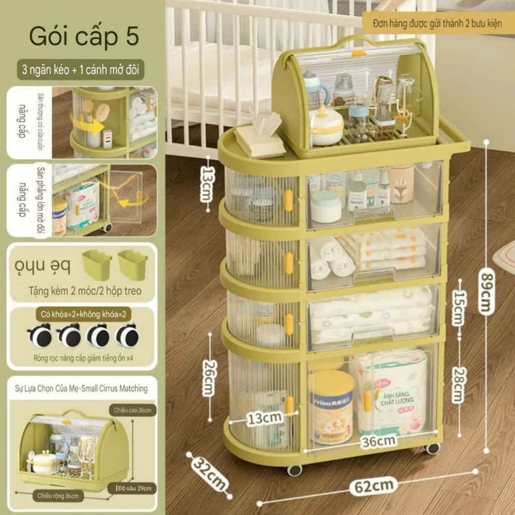 Tủ 5 tầng để đồ cho bé kiểu gấp xếp