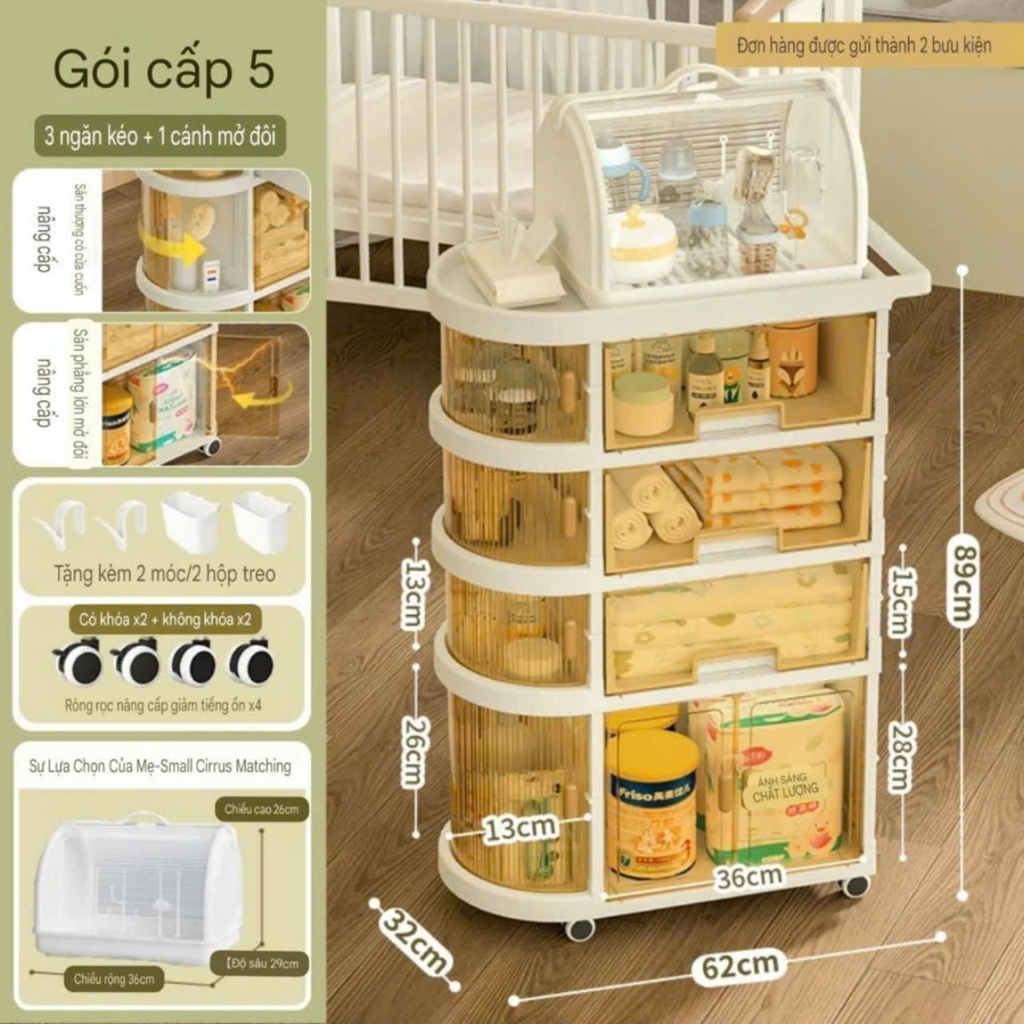 Tủ 5 tầng để đồ cho bé kiểu gấp xếp