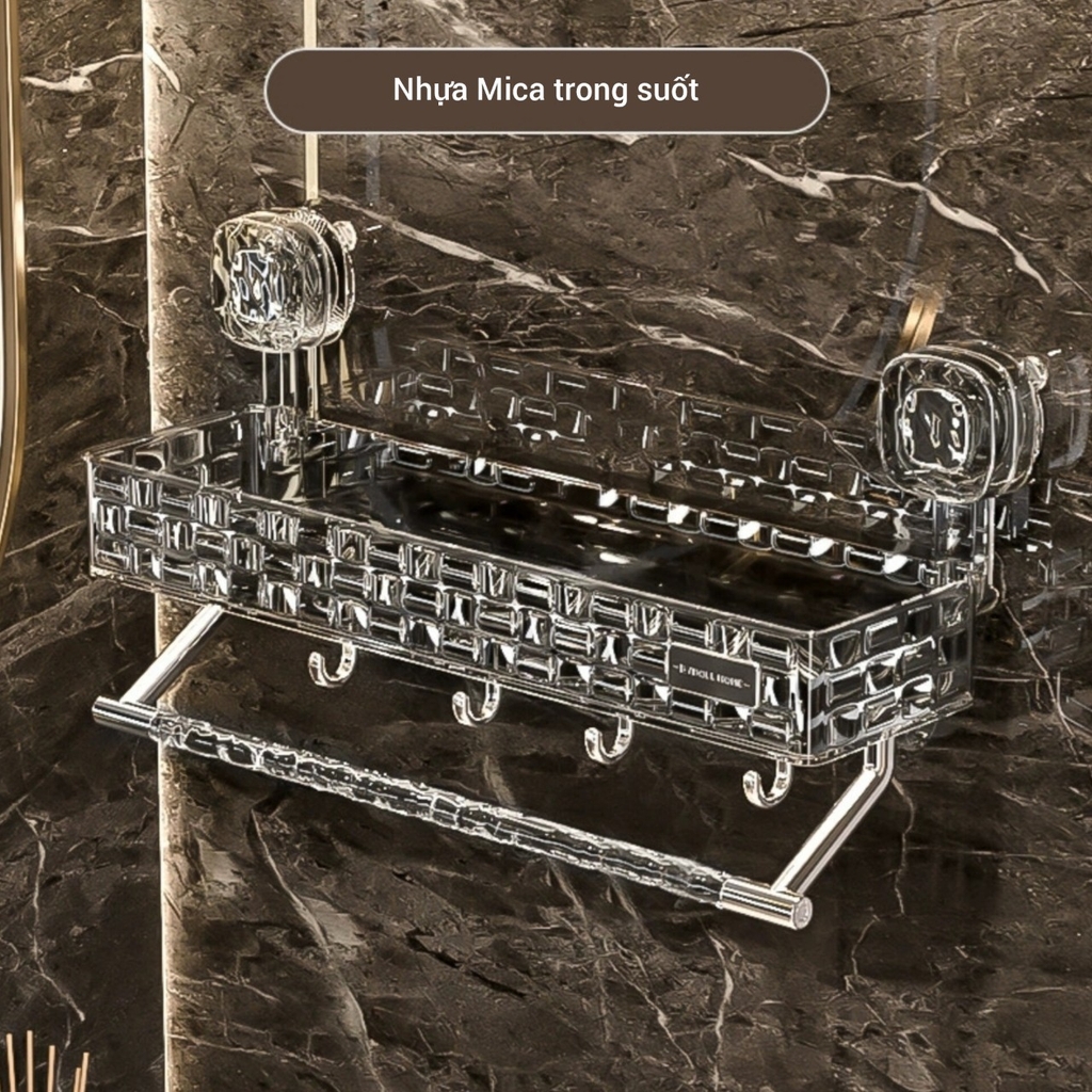 Kệ chữ nhật có móc và thanh máng đồ