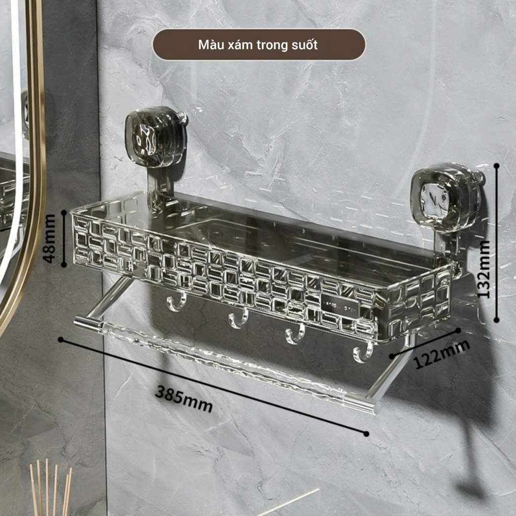 Kệ chữ nhật có móc và thanh máng đồ