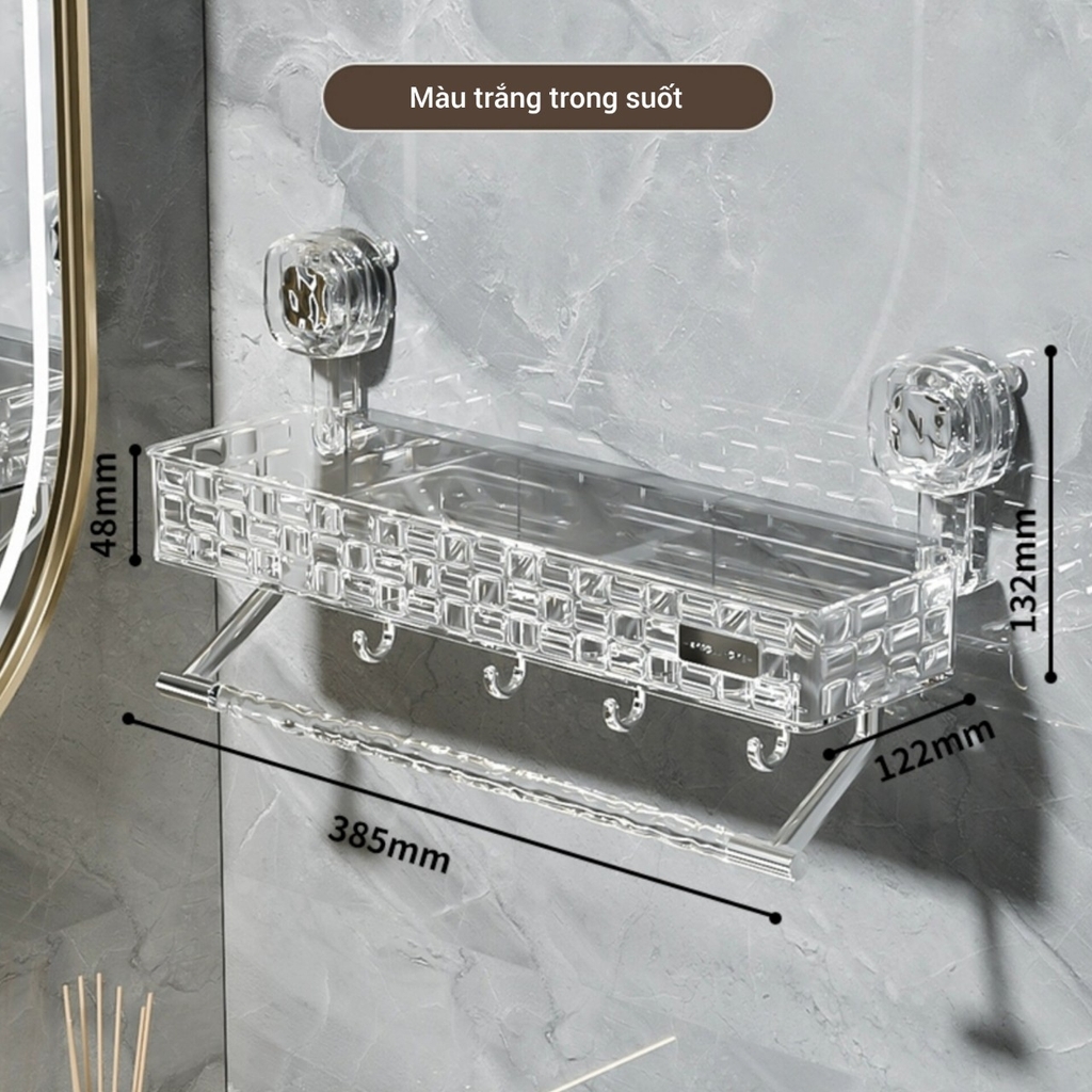 Kệ chữ nhật và kệ góc có móc và thanh máng đồ