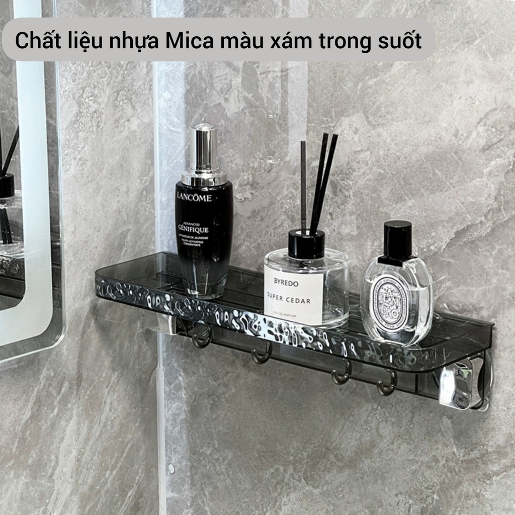 Kệ chữ nhật để mỹ phẩm và lọ gia vị có móc nhỏ phía dưới