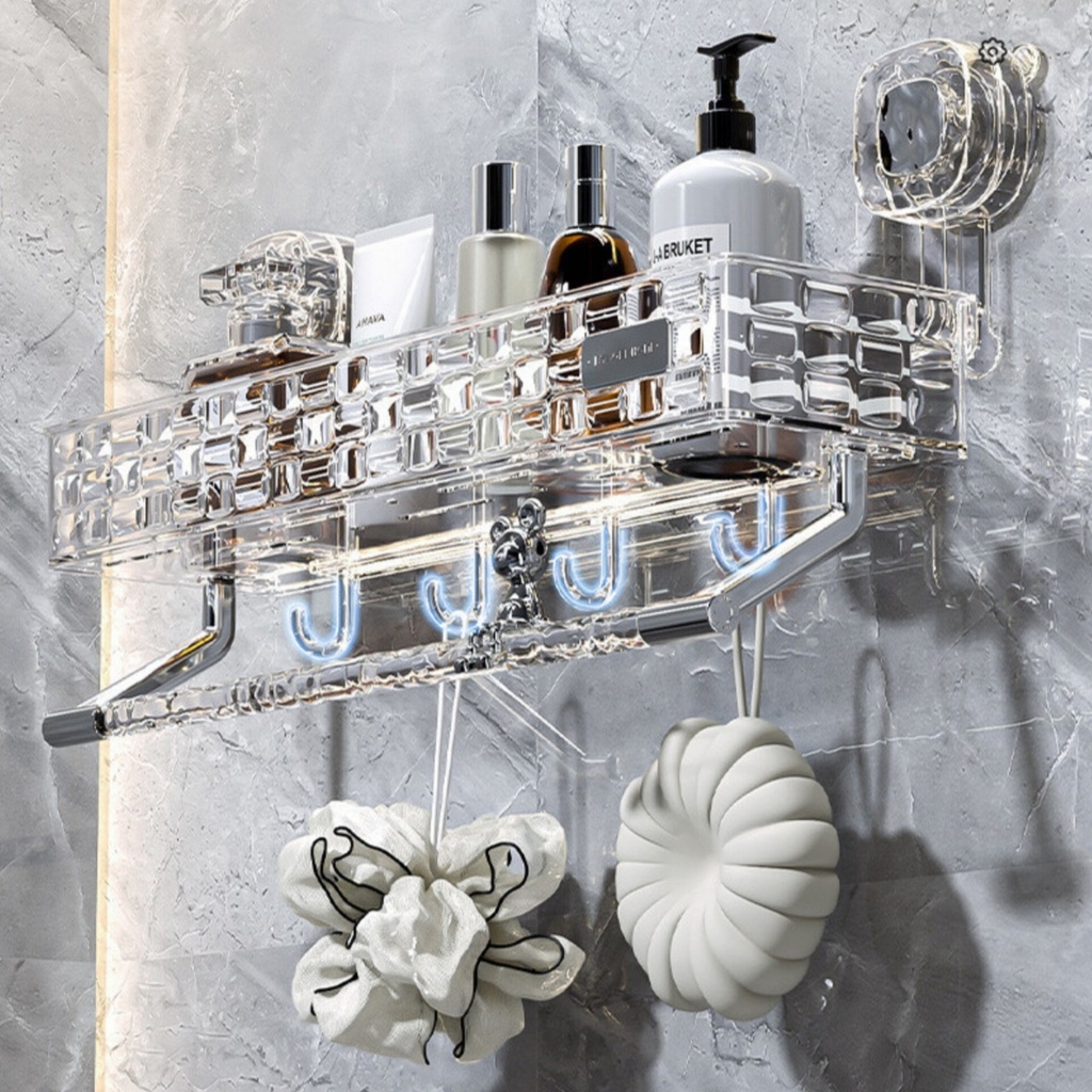 Kệ chữ nhật và kệ góc có móc và thanh máng đồ