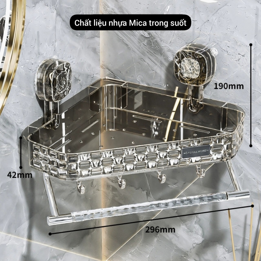 Kệ chữ nhật và kệ góc có móc và thanh máng đồ