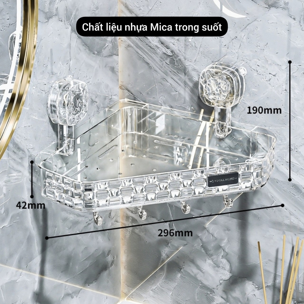 Kệ chữ nhật và kệ góc có móc và thanh máng đồ