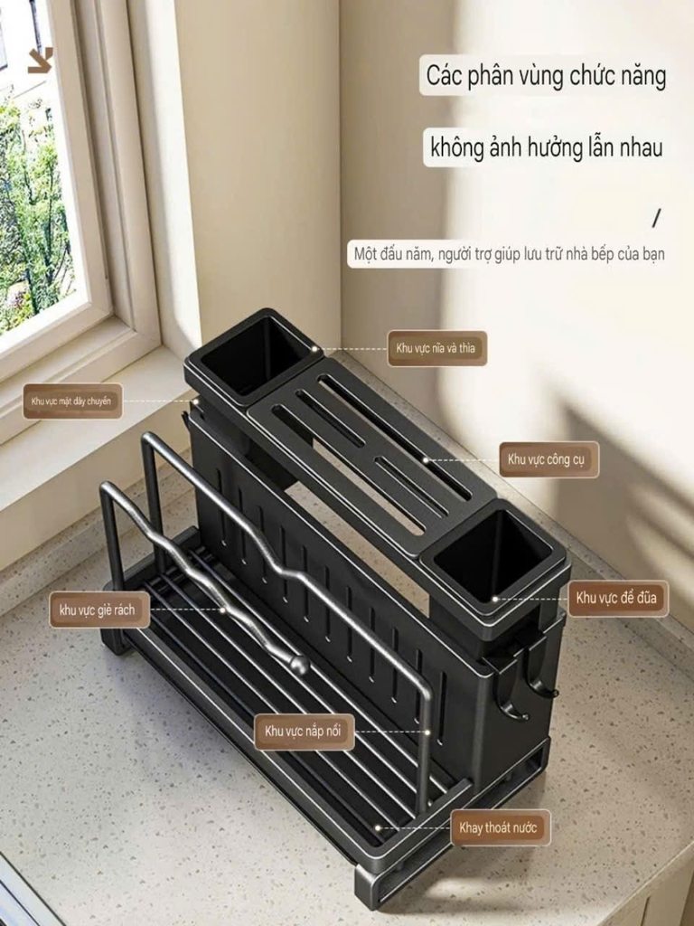 Kệ để dao muỗng đũa bằng thép Carbon phủ sơn men