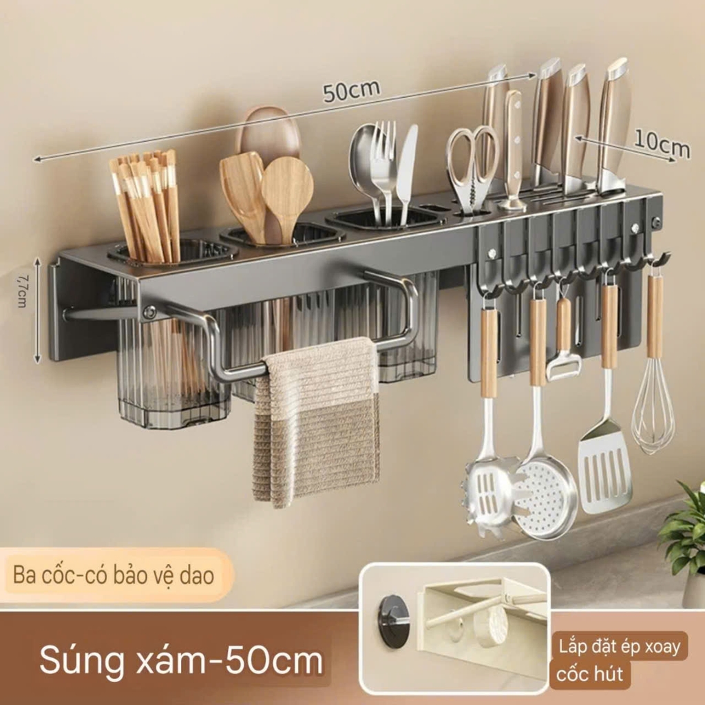 Kệ để dao muỗng đũa bằng thép kiểu hút tường