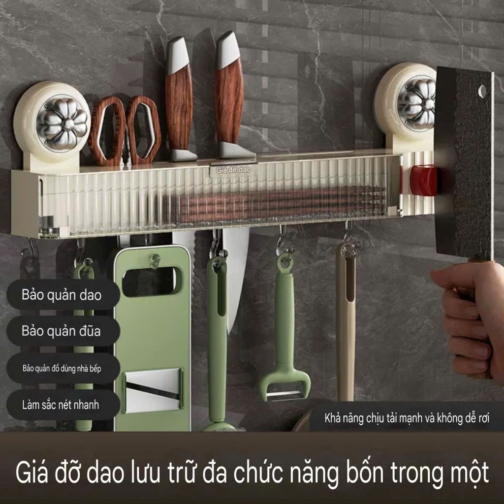 Kệ để dao muỗng đũa và có dụng cụ mài dao