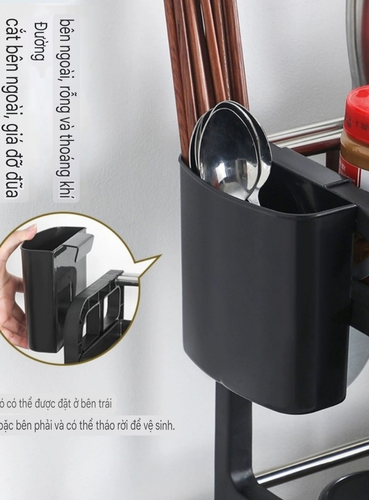 Kệ 2 tầng để dao thớt muỗng đũa và lọ gia vị