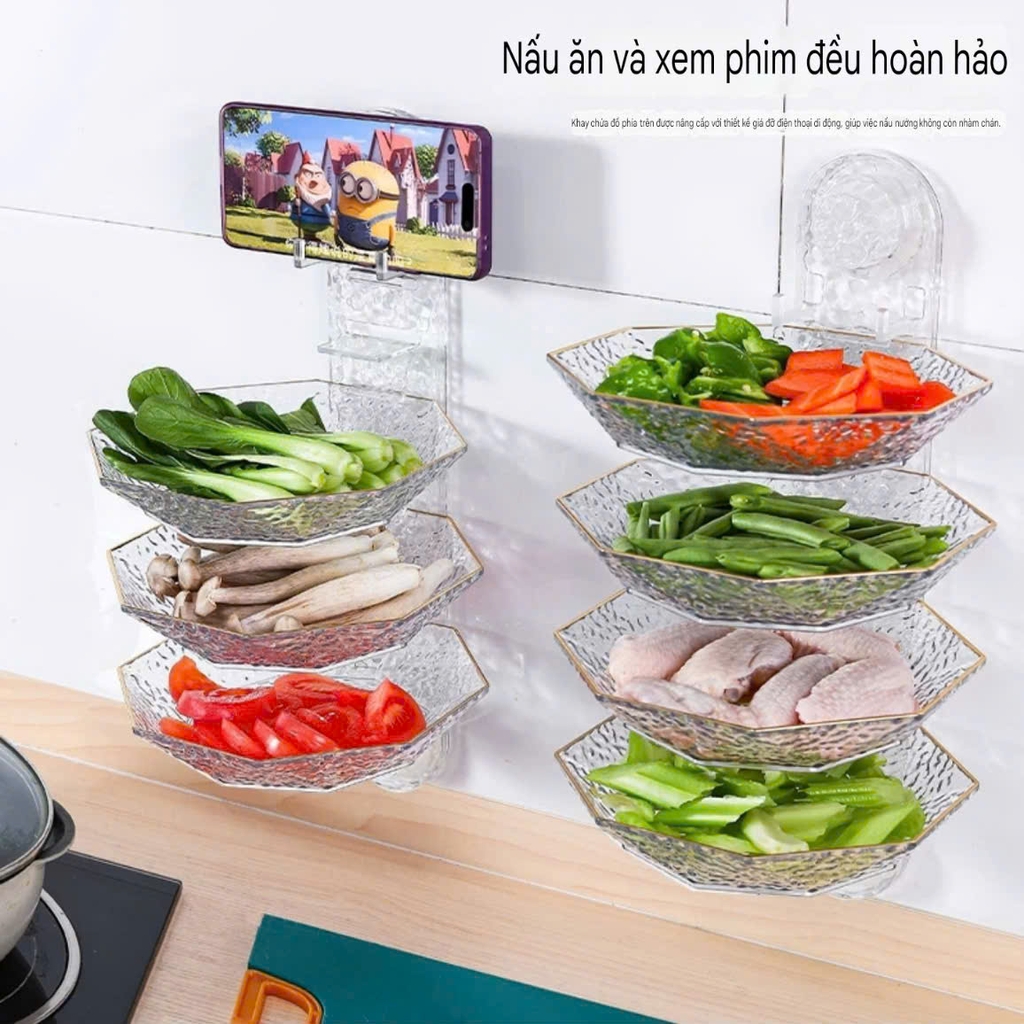 Kệ để đồ ăn chờ nấu 4 tầng 4 dĩa