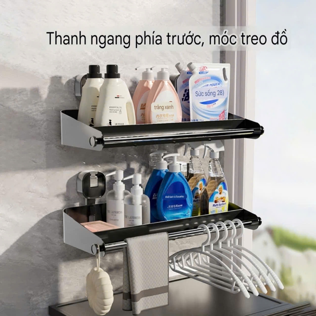 Kệ để đồ bằng thép carbon có thanh treo đồ