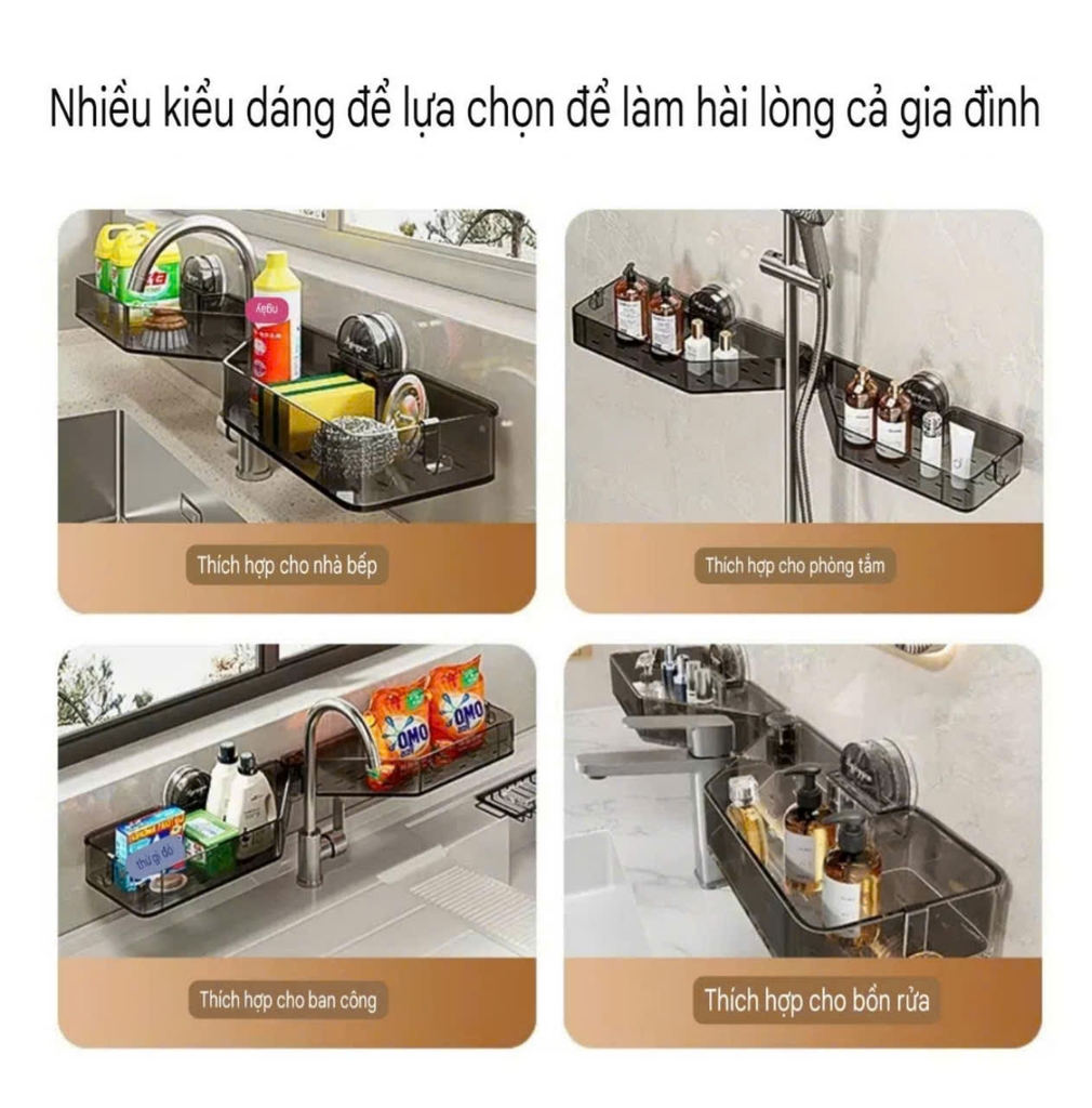 Kệ để đồ gắn cạnh vòi loại hút tường