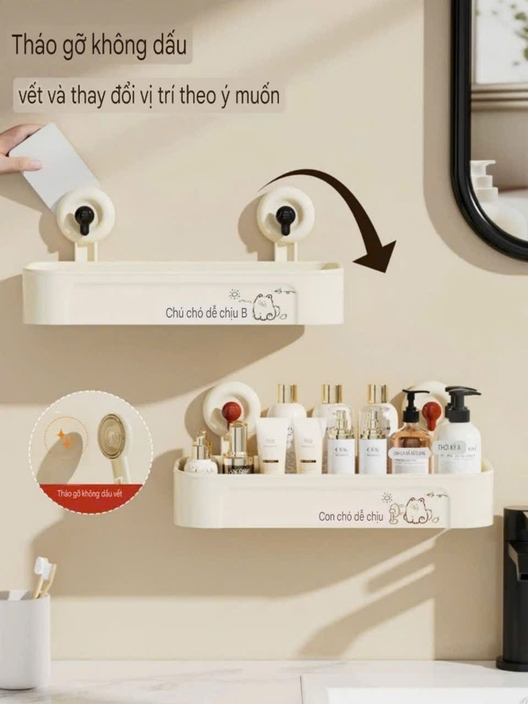 Kệ để đồ hình chú chó con loại hút tường