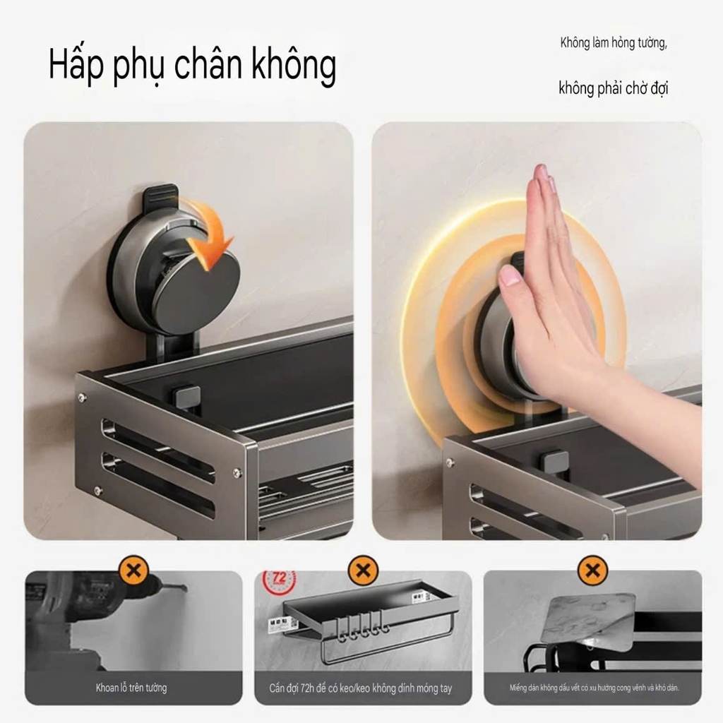 Kệ để đồ nhà bếp nhà tắm có móc và thanh treo khăn