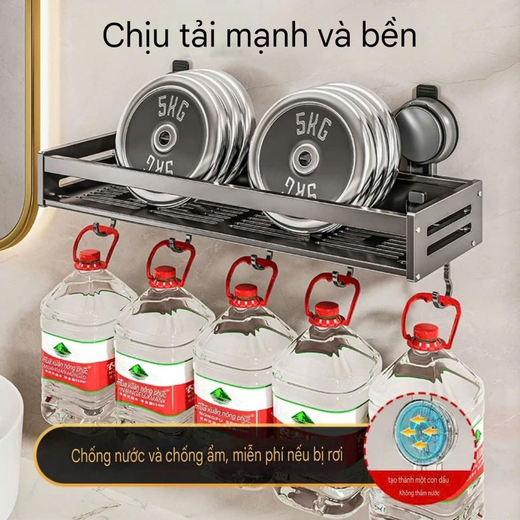 Kệ để đồ nhà bếp nhà tắm có móc và thanh treo khăn