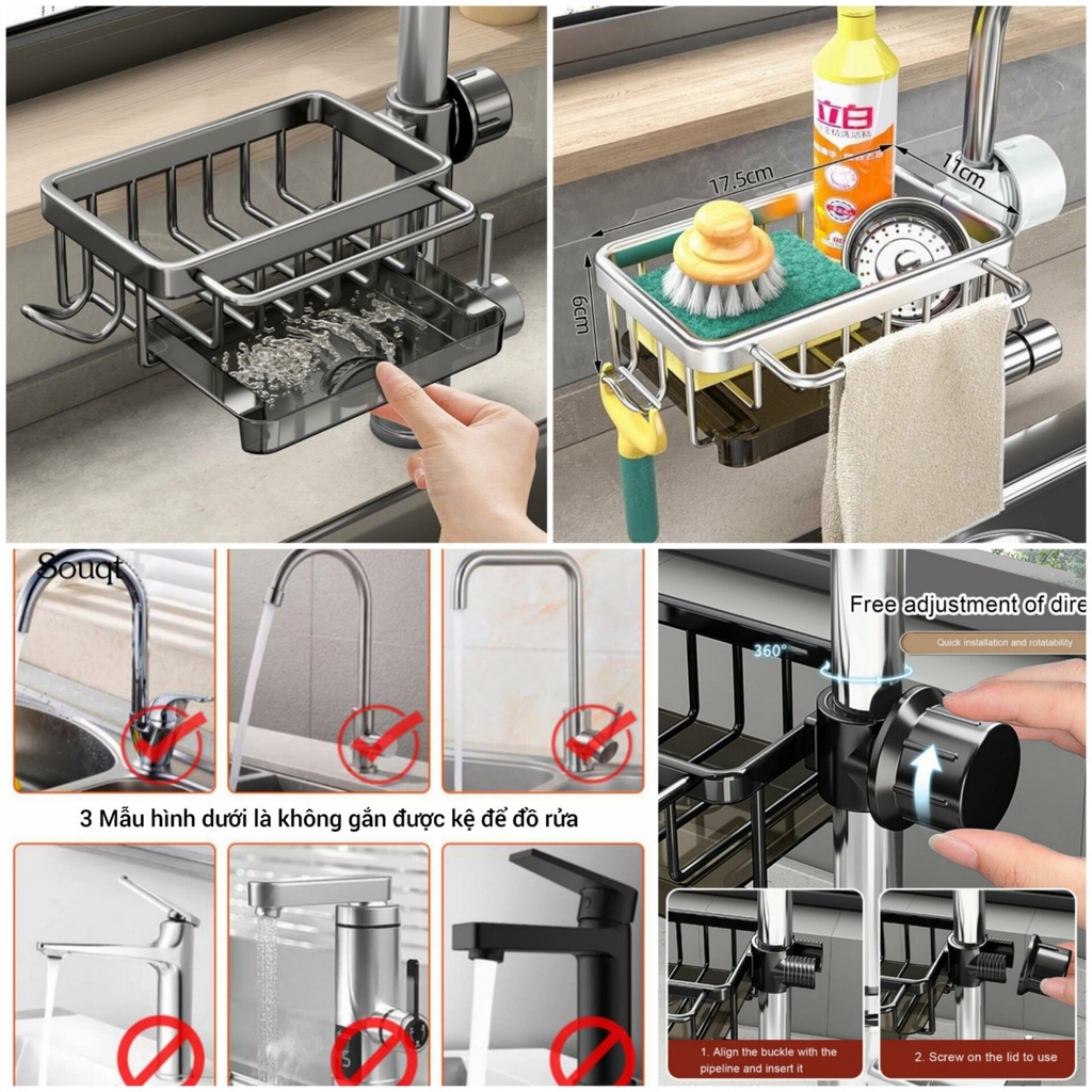 Kệ để đồ rửa gắn cạnh vòi