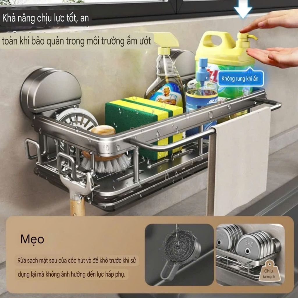 Kệ để đồ rửa hợp kim nhôm loại hút tường