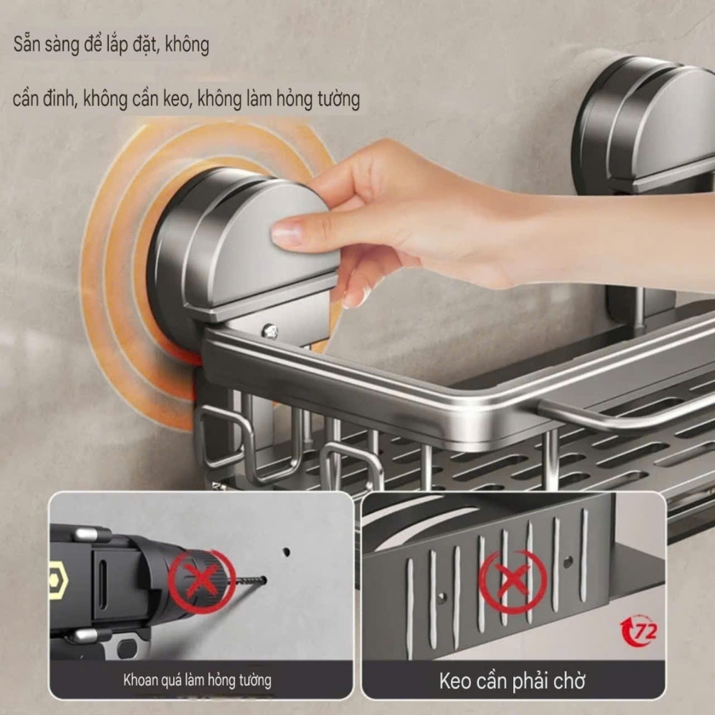 Kệ để đồ rửa hợp kim nhôm loại hút tường