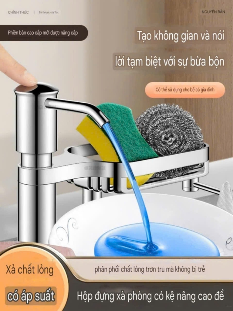 Kệ để đồ rửa và bơm lấy nước rửa chén