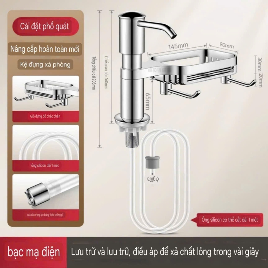 Kệ để đồ rửa và bơm lấy nước rửa chén