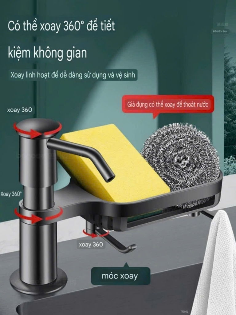 Kệ để đồ rửa và bơm lấy nước rửa chén