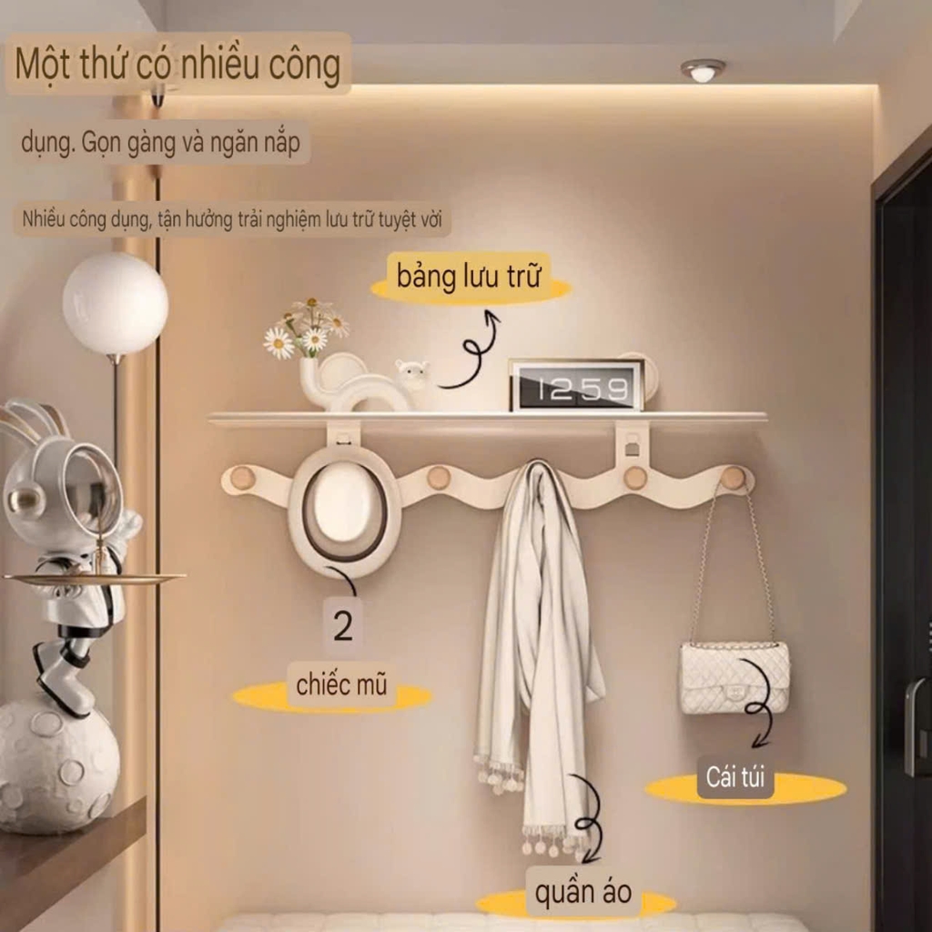 Kệ để đồ và có móc treo quần áo