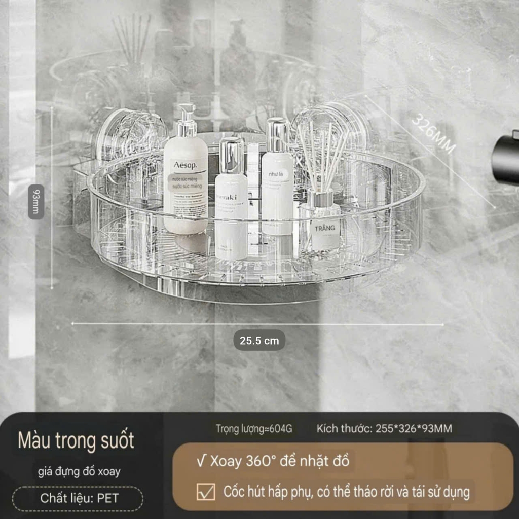 Kệ để gia vị và mỹ phẩm xoay 360 độ