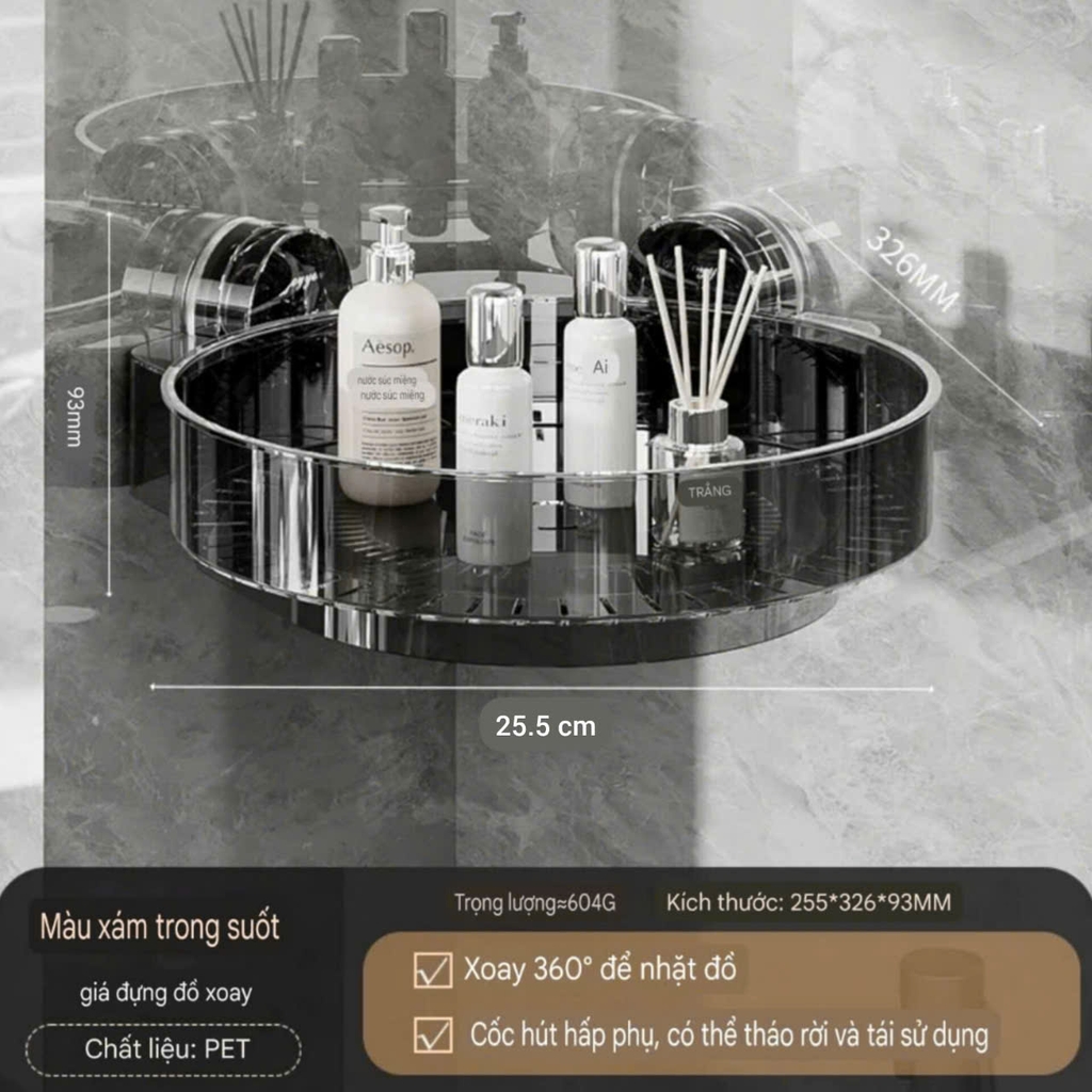 Kệ để gia vị và mỹ phẩm xoay 360 độ