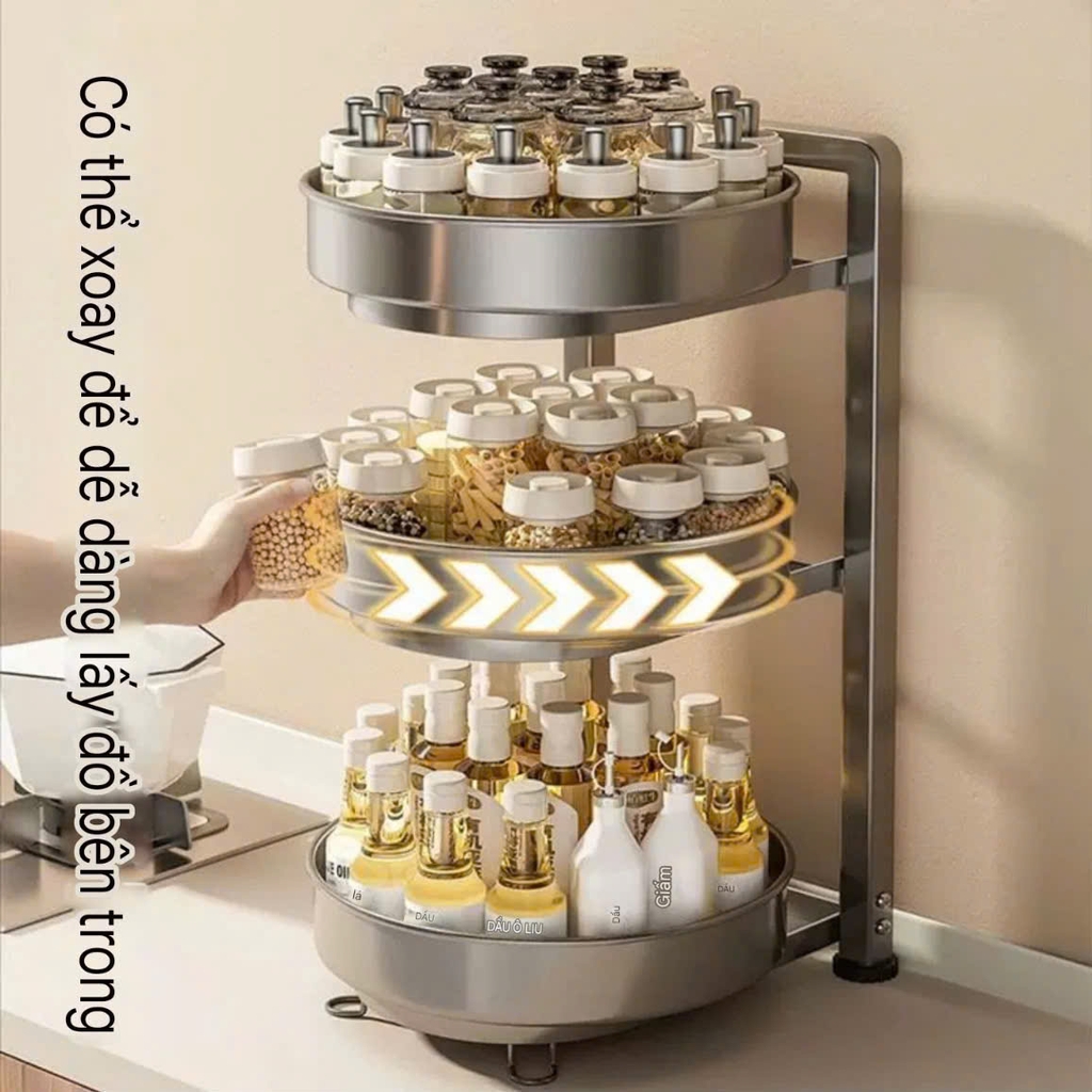 Kệ để lọ gia vị xoay 360 độ