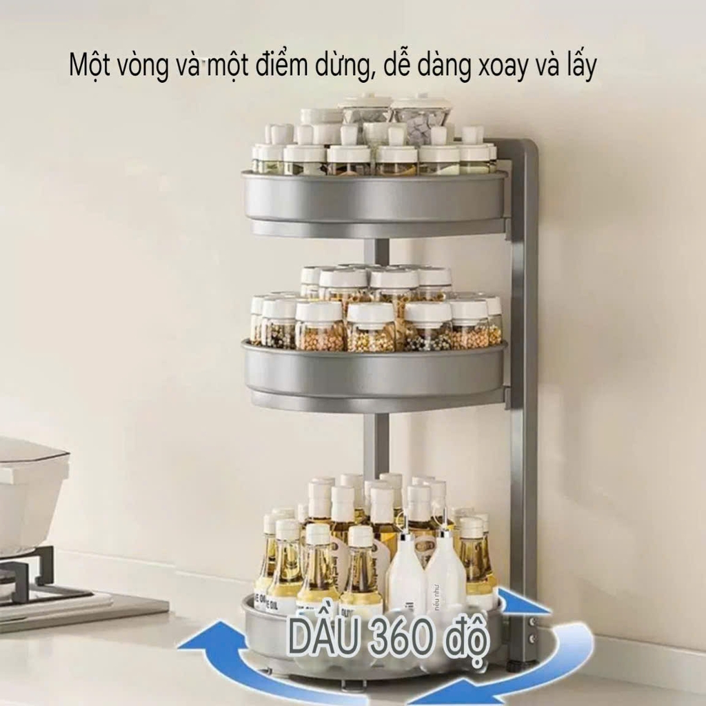 Kệ để lọ gia vị xoay 360 độ