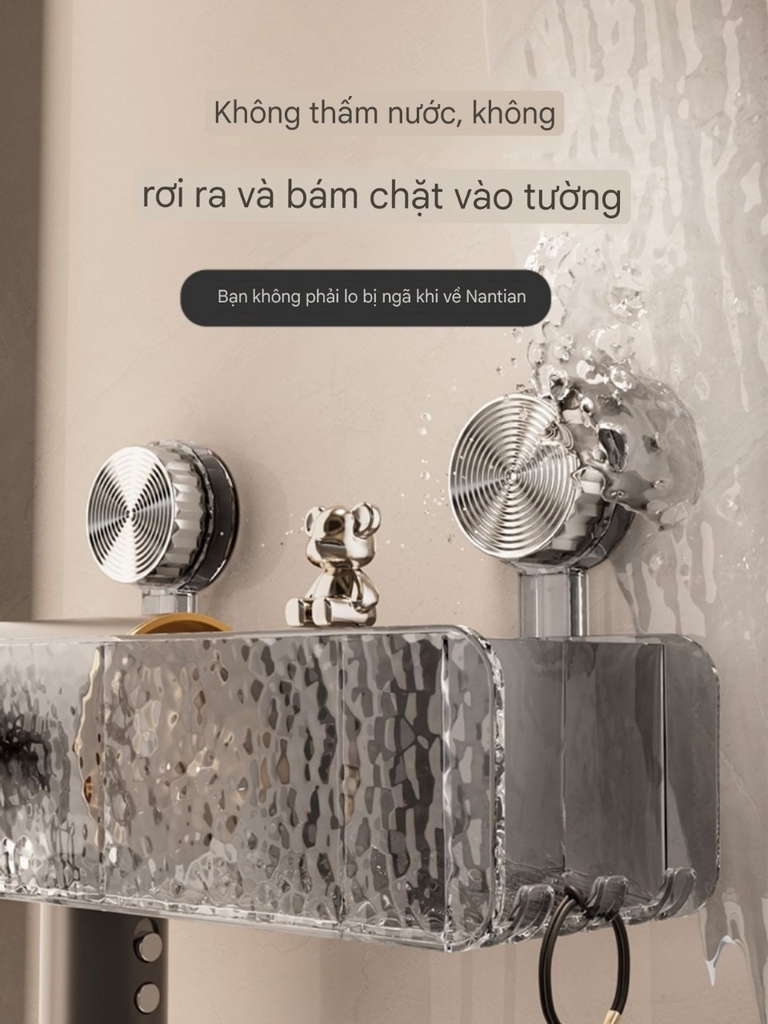 Kệ để máy sấy tóc và mỹ phẩm kiểu hút tường