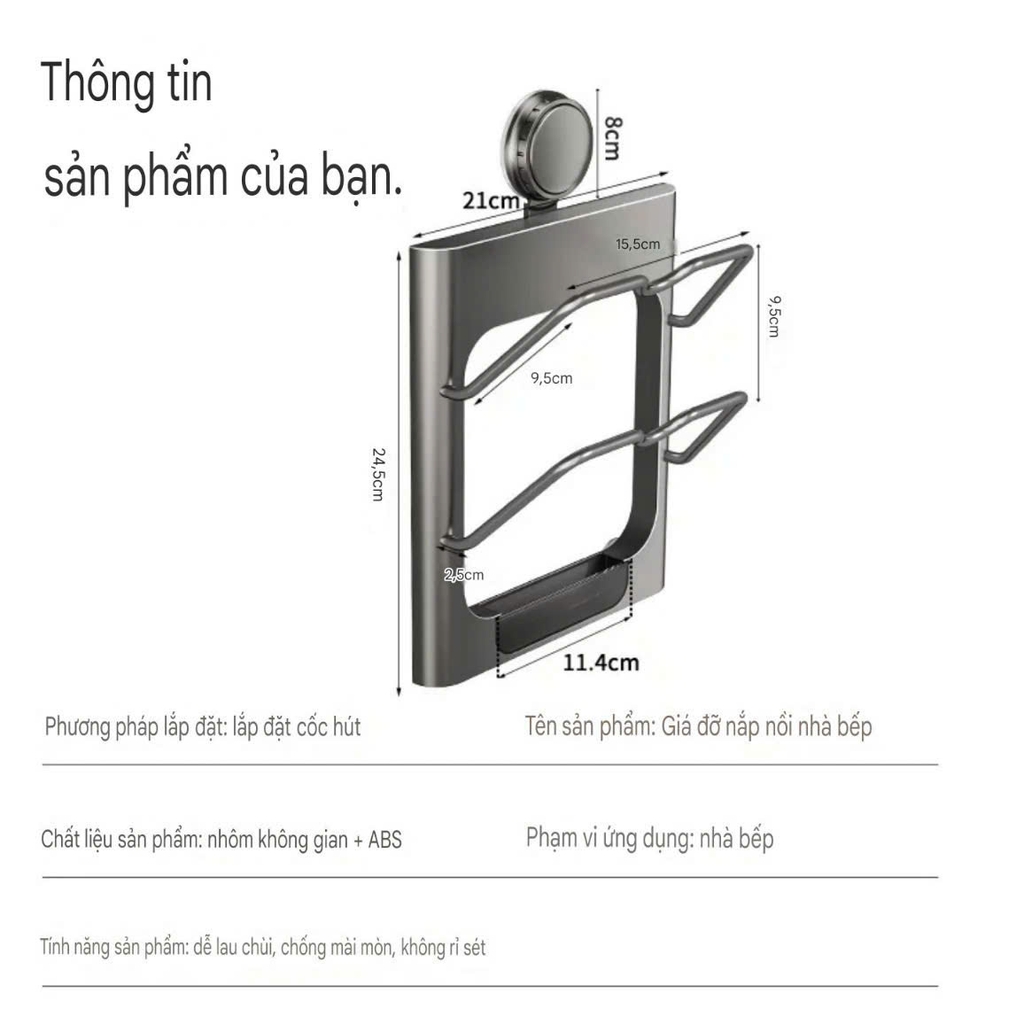 Kệ để nắp nồi 2 tầng hợp kim nhôm
