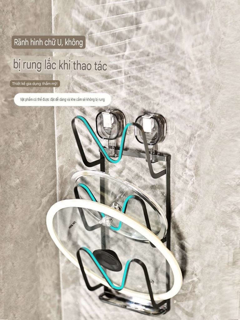 Kệ để nắp nồi 3 tầng kiểu hút tường