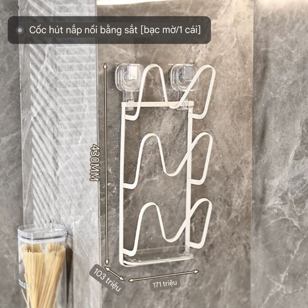 Kệ để nắp nồi 3 tầng kiểu hút tường