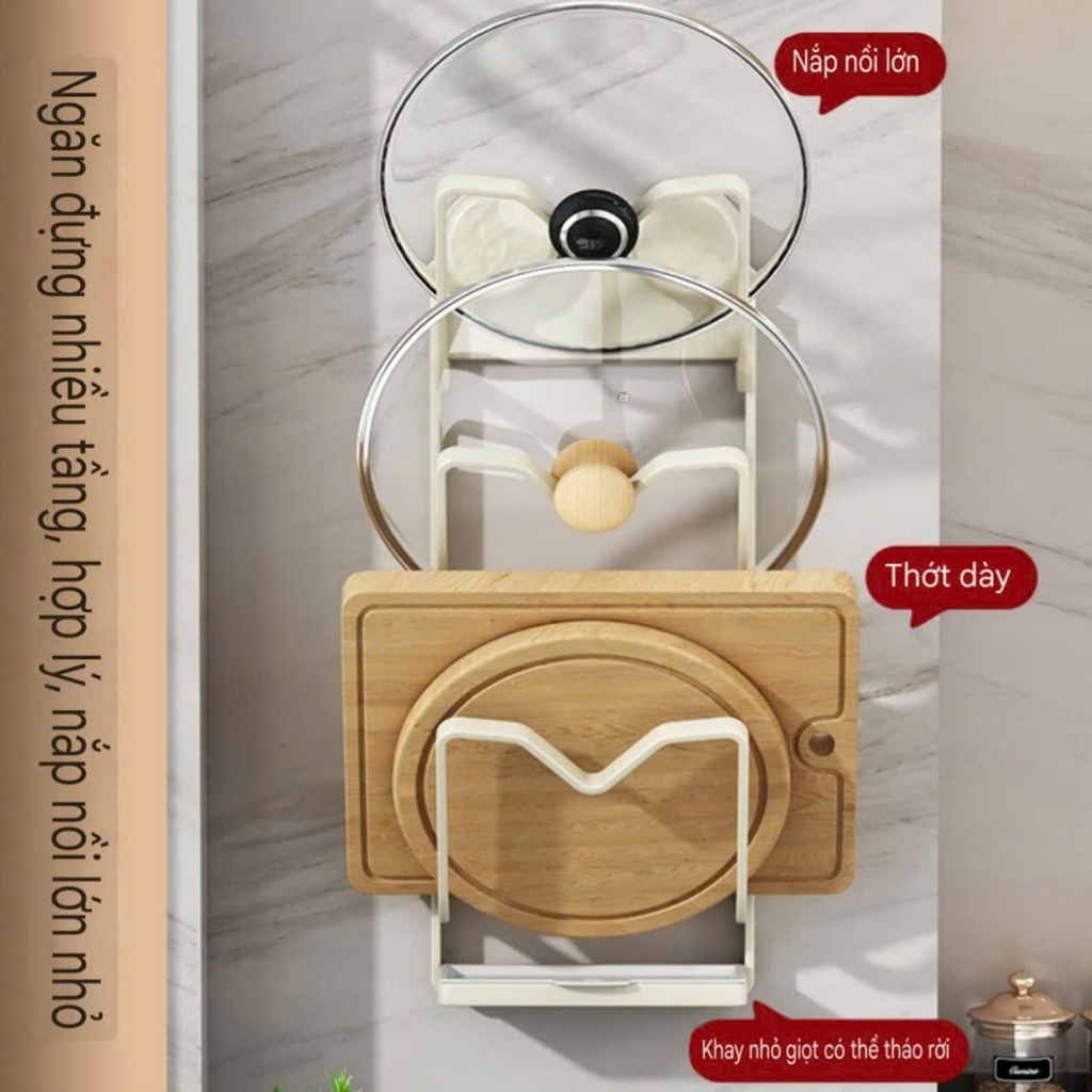 Kệ để nắp nồi bằng thép Carbon kiểu 3 tầng