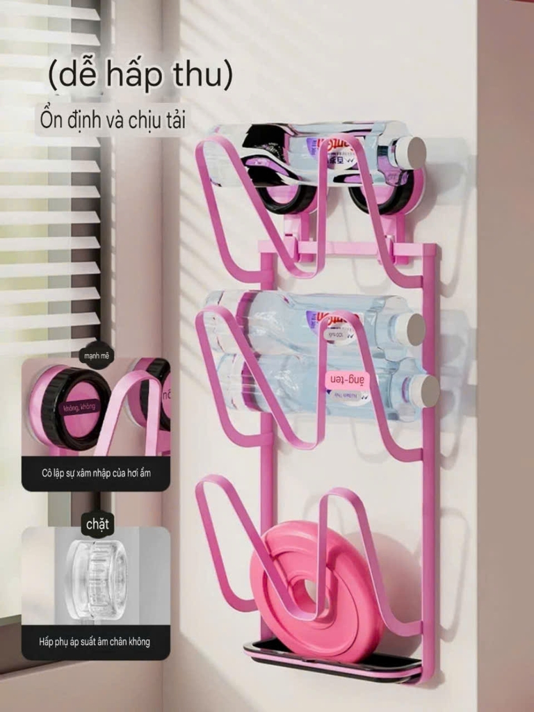 Kệ để nắp nồi hút tường màu hồng nhạt