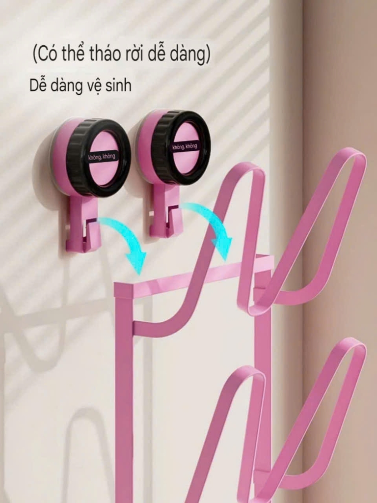 Kệ để nắp nồi hút tường màu hồng nhạt