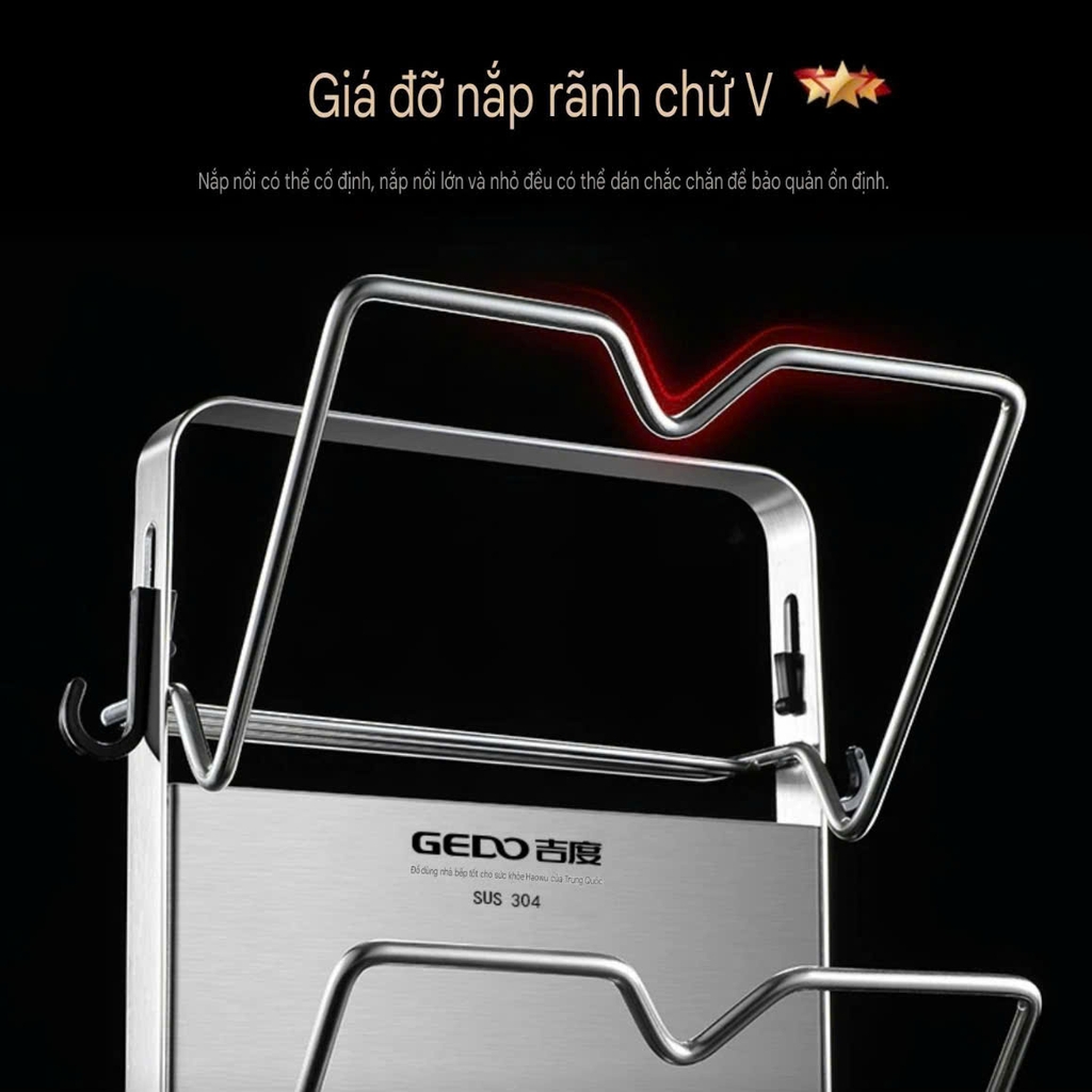 Kệ để nắp nồi và dao thớt Inox cao cấp 304