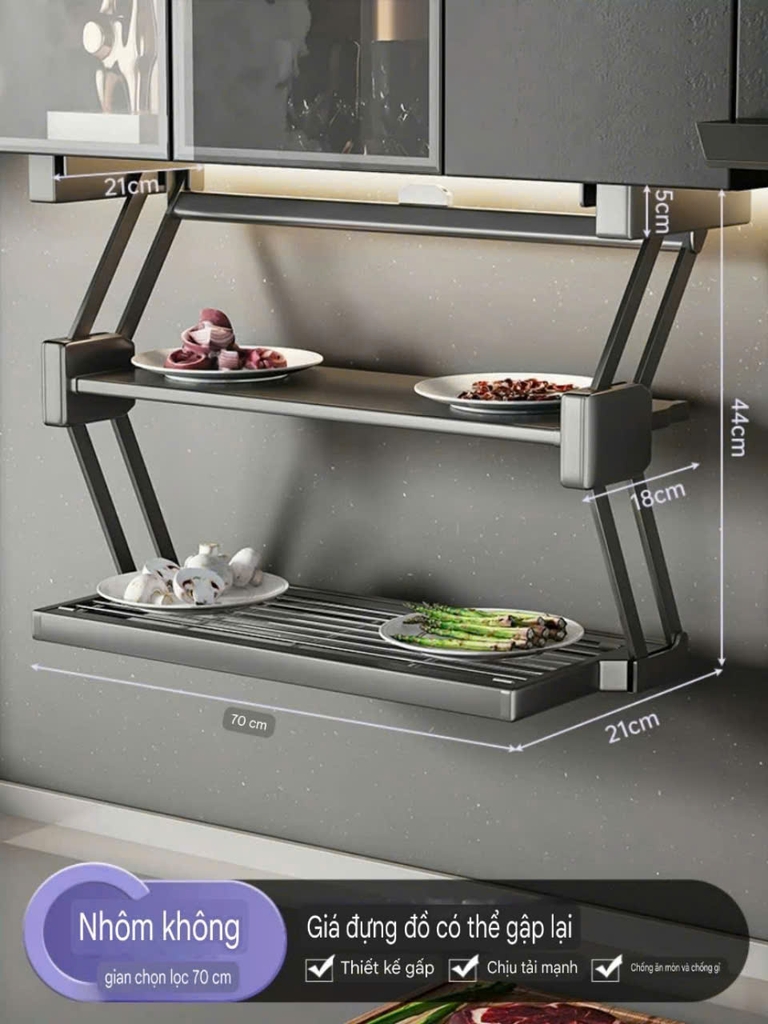 Kệ để thức ăn gắn dưới gầm tủ bếp