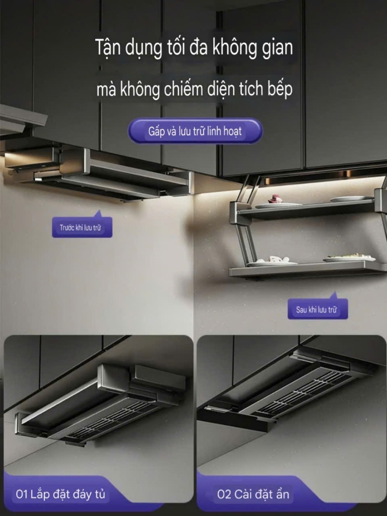 Kệ để thức ăn gắn dưới gầm tủ bếp