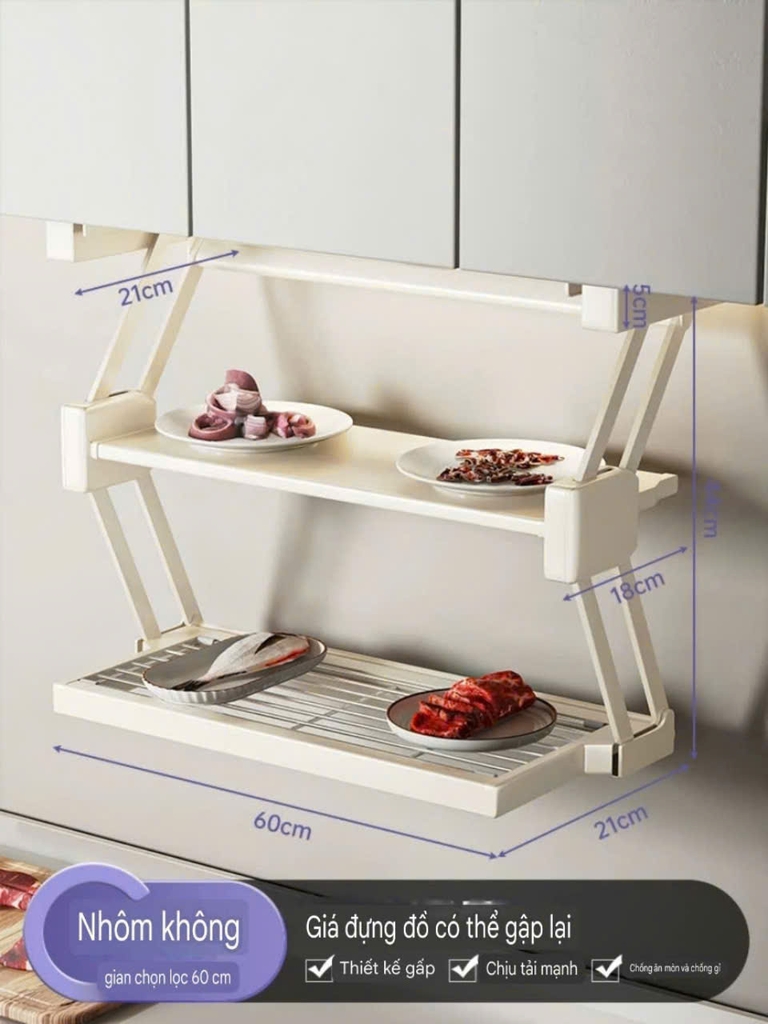 Kệ để thức ăn gắn dưới gầm tủ bếp