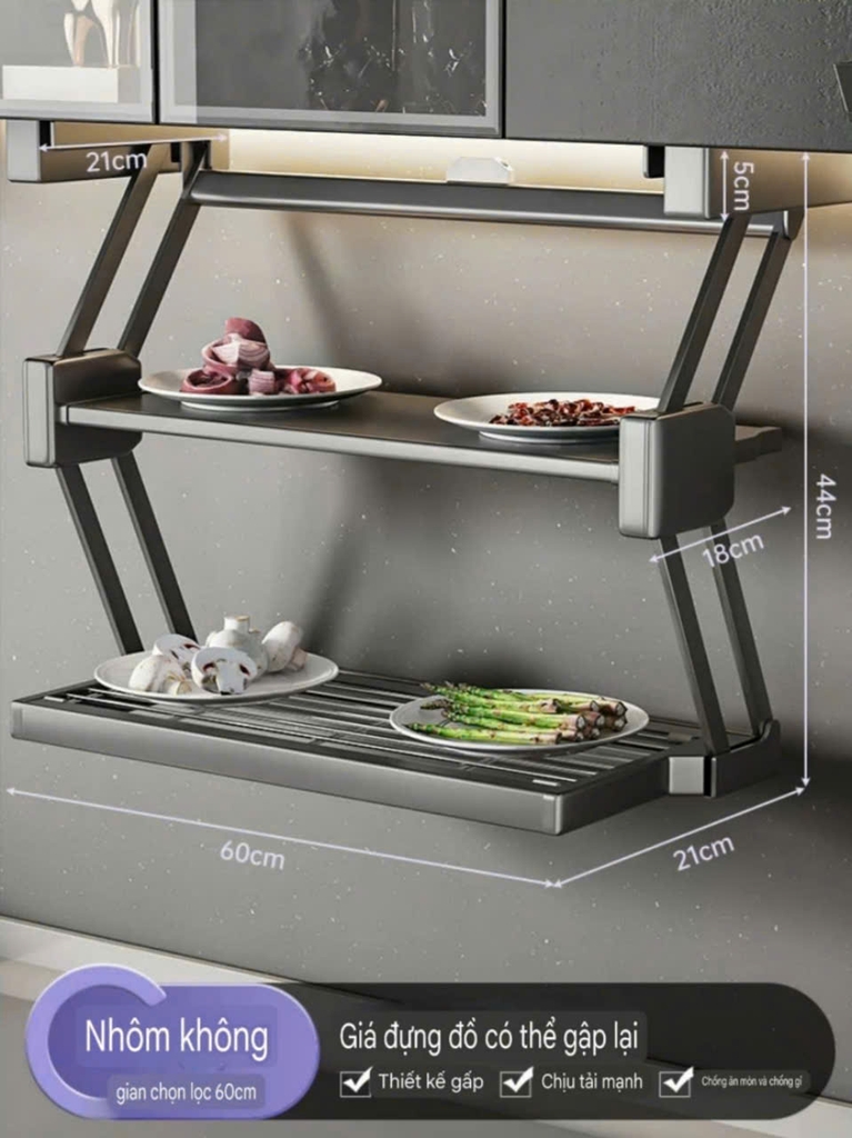 Kệ để thức ăn gắn dưới gầm tủ bếp