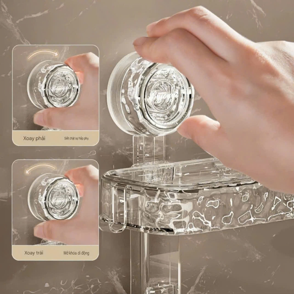 Kệ để xà phòng 2 tầng kiểu hút tường