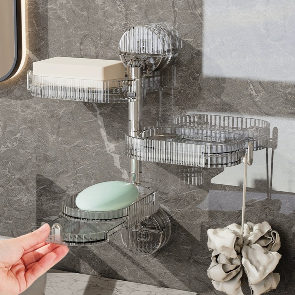 Kệ để xà phòng 3 tầng kiểu hút tường