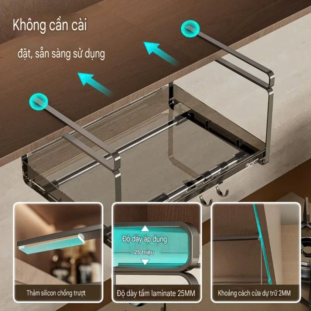 Kệ gắn gầm tủ để đồ nhà bếp, nhà tắm