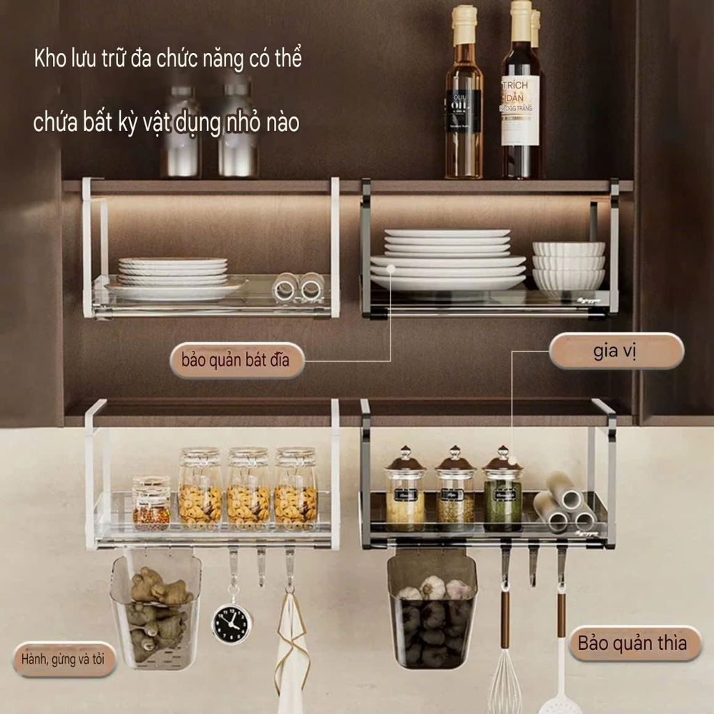 Kệ gắn gầm tủ để đồ nhà bếp, nhà tắm