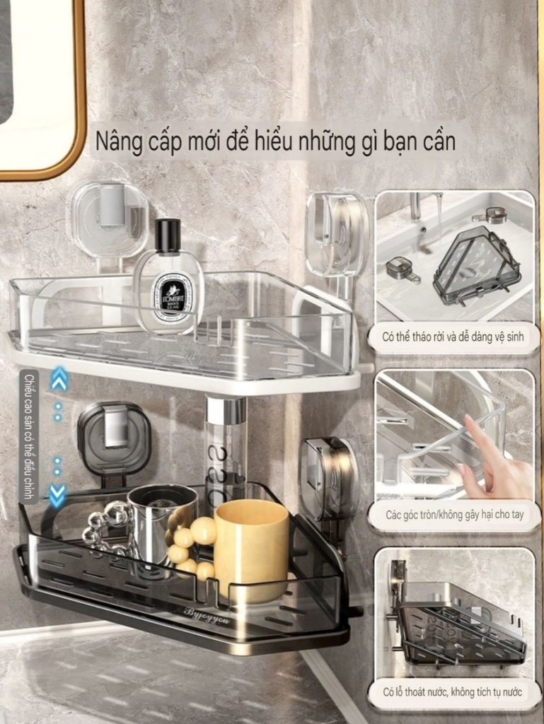 Kệ góc bằng thép carbon và nhựa mica